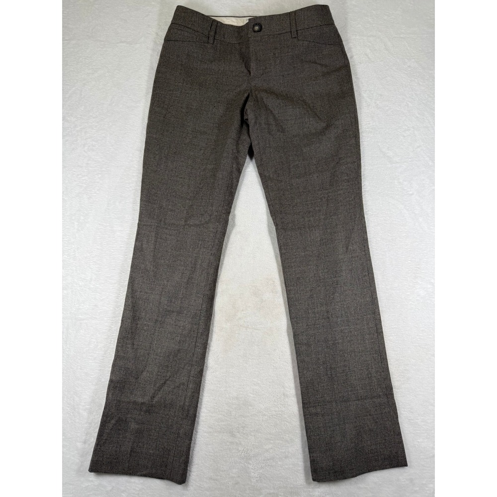 Banana Republic‎ Logan Fit Wool Trousers Brown Birdseye Flannel Pants Womens 4